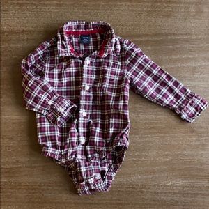 Baby boy’s plaid button up bodysuit